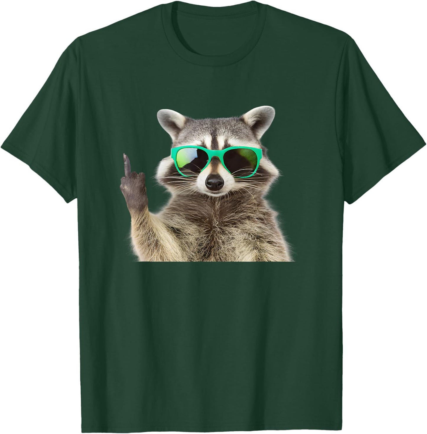 Funny Raccoon Middle Finger Sunglasses T-Shirt - T-Shirt | Forest