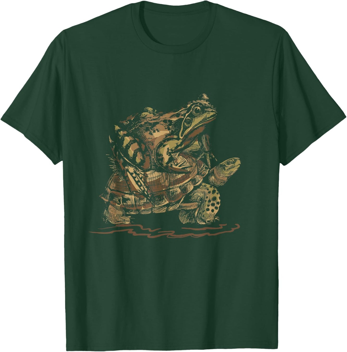 Wildlife Animal Gift Turtle Riding Frog T-Shirt - T-Shirt | Forest