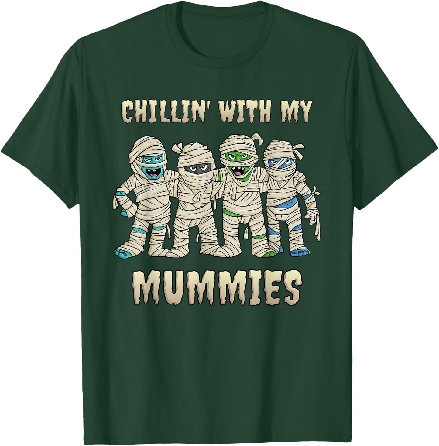 Chillin With My Mummies Halloween Boys Kids Funny T-Shirt - T-Shirt | Forest