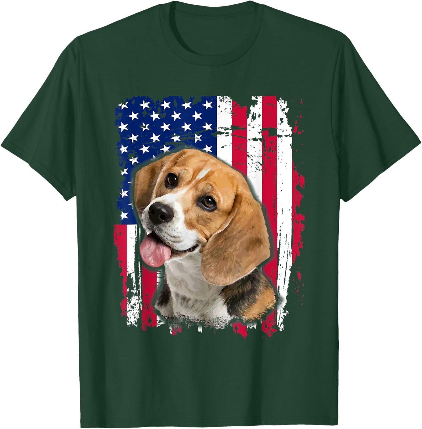 Beagle US flag 4th of July T-Shirt - T-Shirt | Forest