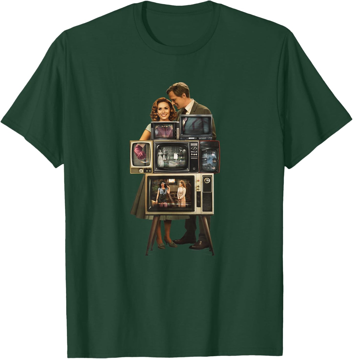 Marvel WandaVision Wanda & Vision Behind the TV Screens T-Shirt - T-Shirt | Forest