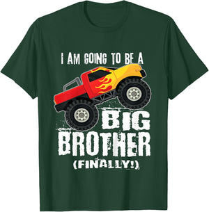 Kids I'm going to be a Big Brother (Finally!) Monster Truck Shirt T-Shirt - T-Shirt | Forest