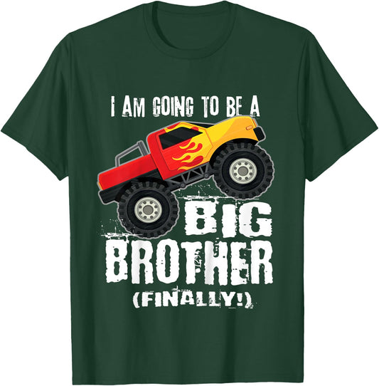 Kids I'm going to be a Big Brother (Finally!) Monster Truck Shirt T-Shirt - T-Shirt | Forest