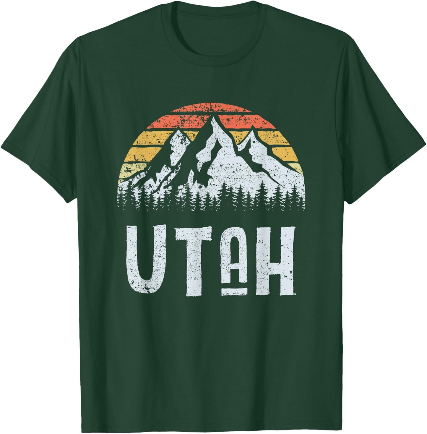 Vintage Retro UT Utah Mountain State Sunrise T-Shirt - T-Shirt | Forest