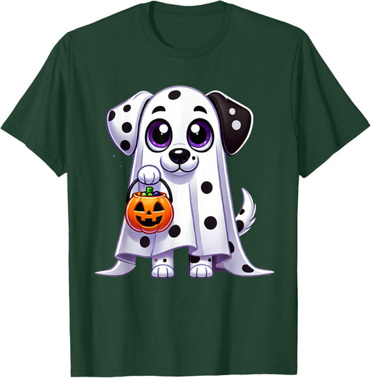 Dalmatian Ghost Halloween Dog Men Women Kids T-Shirt - T-Shirt | Forest