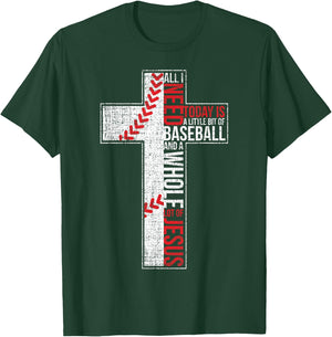 All I Need Is Baseball & Jesus Christian Cross Faith In God T-Shirt - T-Shirt | Forest