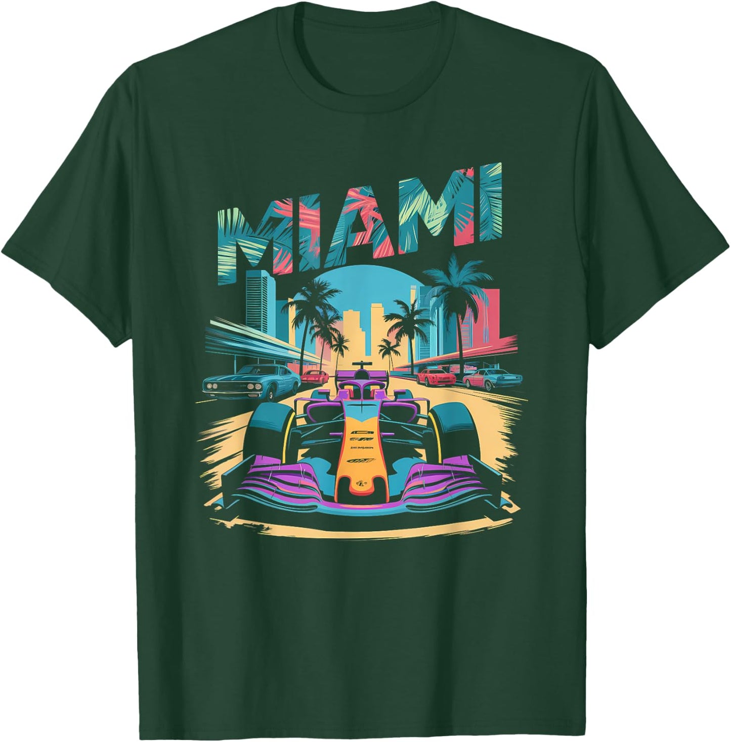 Miami Racing Gifts Men Women Race Car Racer Driver T-Shirt - T-Shirt | Forest