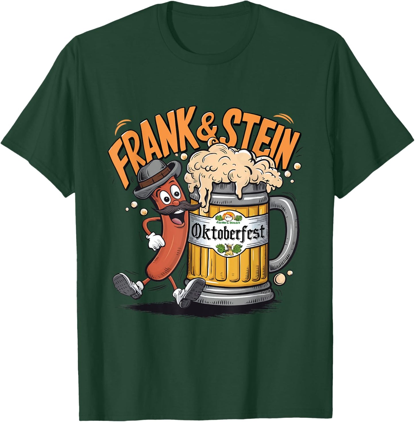 Frank & Stein Oktoberfest Funny German Bratwurst And Beer T-Shirt - T-Shirt | Forest