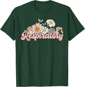 Retro Flower Butterfly Respiratory Therapy RT Therapist T-Shirt - T-Shirt | Forest