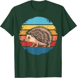Retro Vintage Hedgehog Animal Lover Nature Gifts Men Women T-Shirt - T-Shirt | Forest