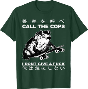 Call The Cops I Don’t Give A Fck Skateboarding Toad Japanese T-Shirt - T-Shirt | Forest