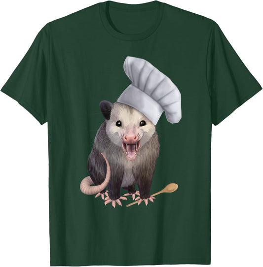Chef Opossum - cute possum in a chefs hat T-Shirt - T-Shirt | Forest