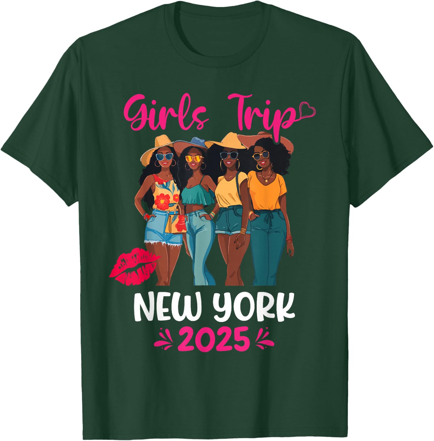 Black Girls Trip New York 2025 Vacation Matching T-Shirt - T-Shirt | Forest
