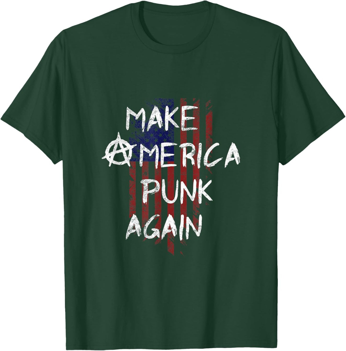 Punk Rocker 80s Design with Make America Punk Again Flag T-Shirt - T-Shirt | Forest