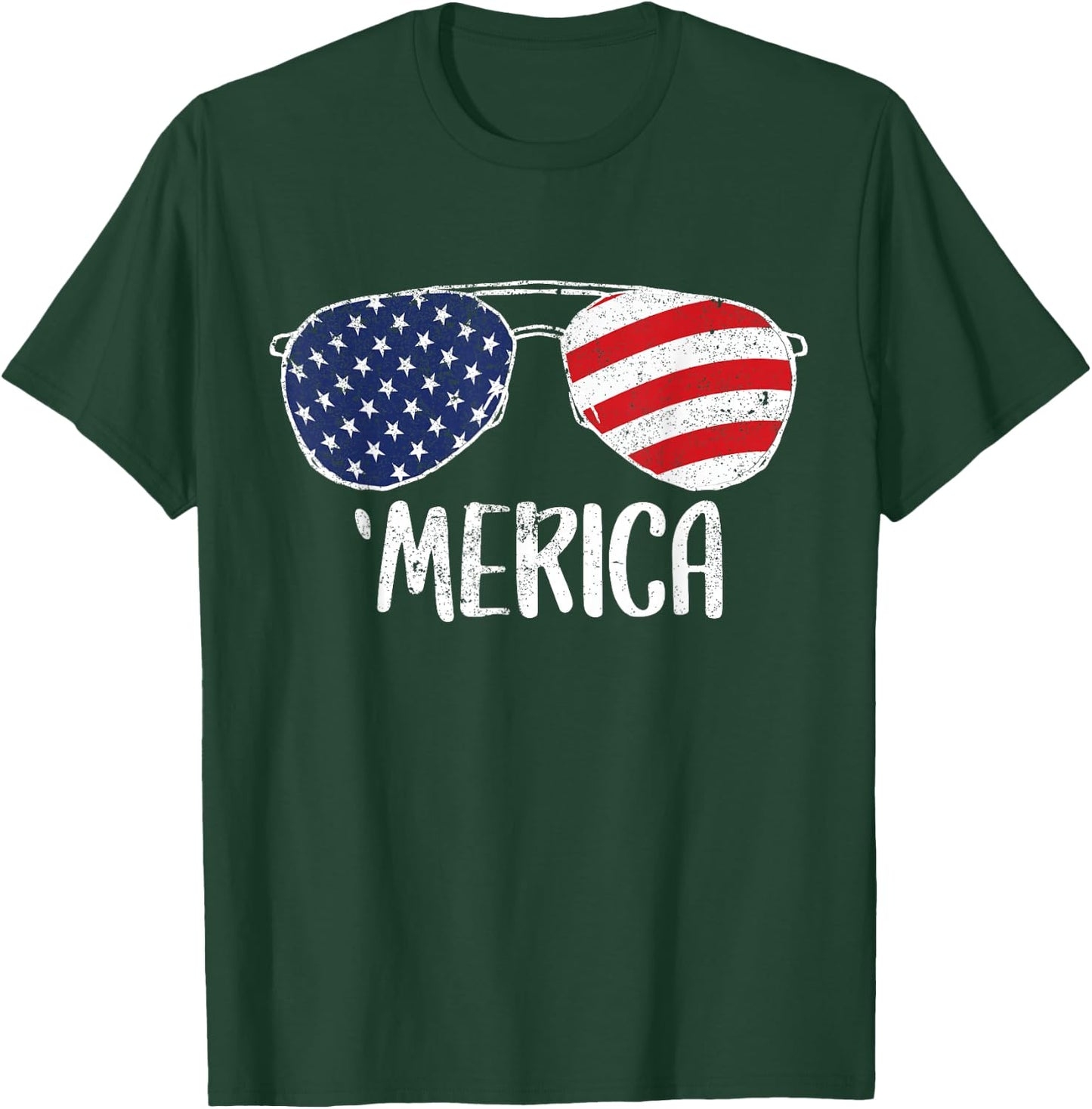 4th of July Merica Sunglasses Gift Men Women Kids USA T-Shirt - T-Shirt | Forest