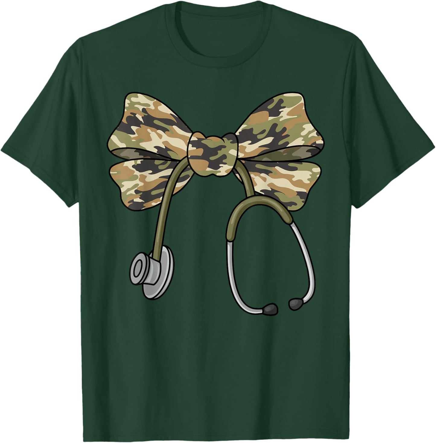 Coquette VA Nurse Bow Camouflage Bow Camo Nurse T-Shirt - T-Shirt | Forest