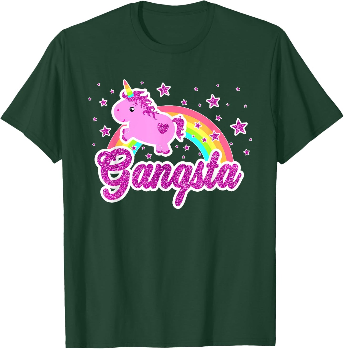 Funny Ironic Cool Unicorn Gangsta Music Festival Shirt T-Shirt - T-Shirt | Forest