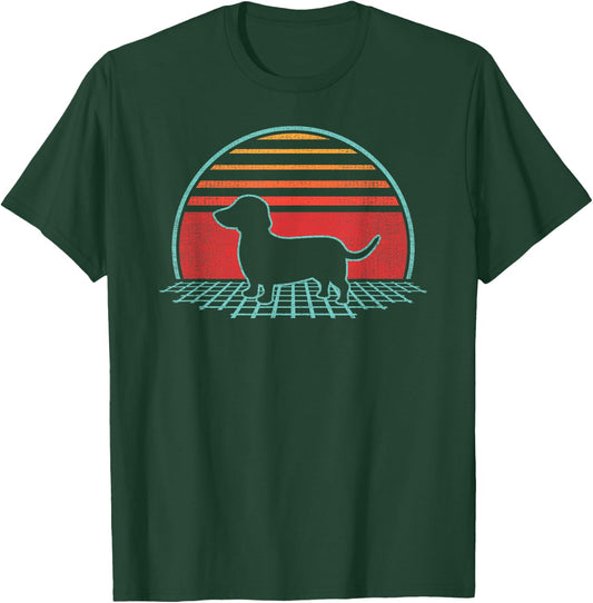 Dachshund Weiner Dog Doxie Retro Vintage 80s Style T-Shirt - T-Shirt | Forest