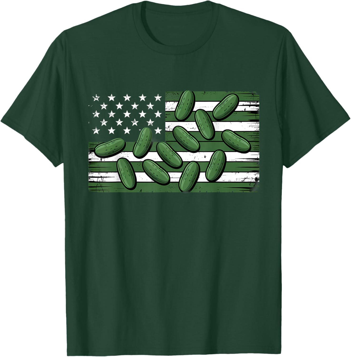Pickle American Flag USA Dill Cucumber Lover Pickling T-Shirt - T-Shirt | Forest