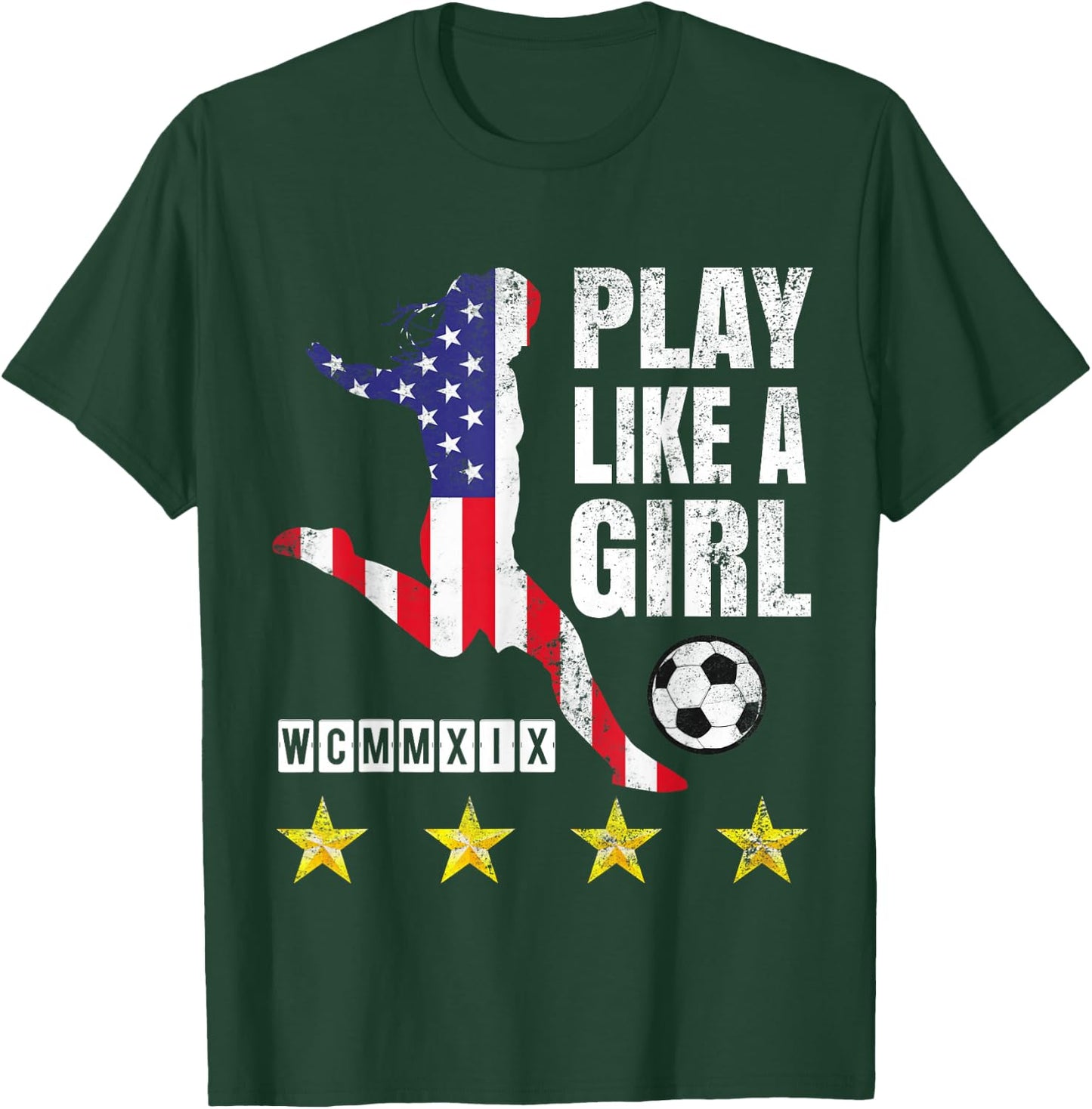 Play Like a Girl Soccer USA United States Women's T-Shirt - T-Shirt | Forest