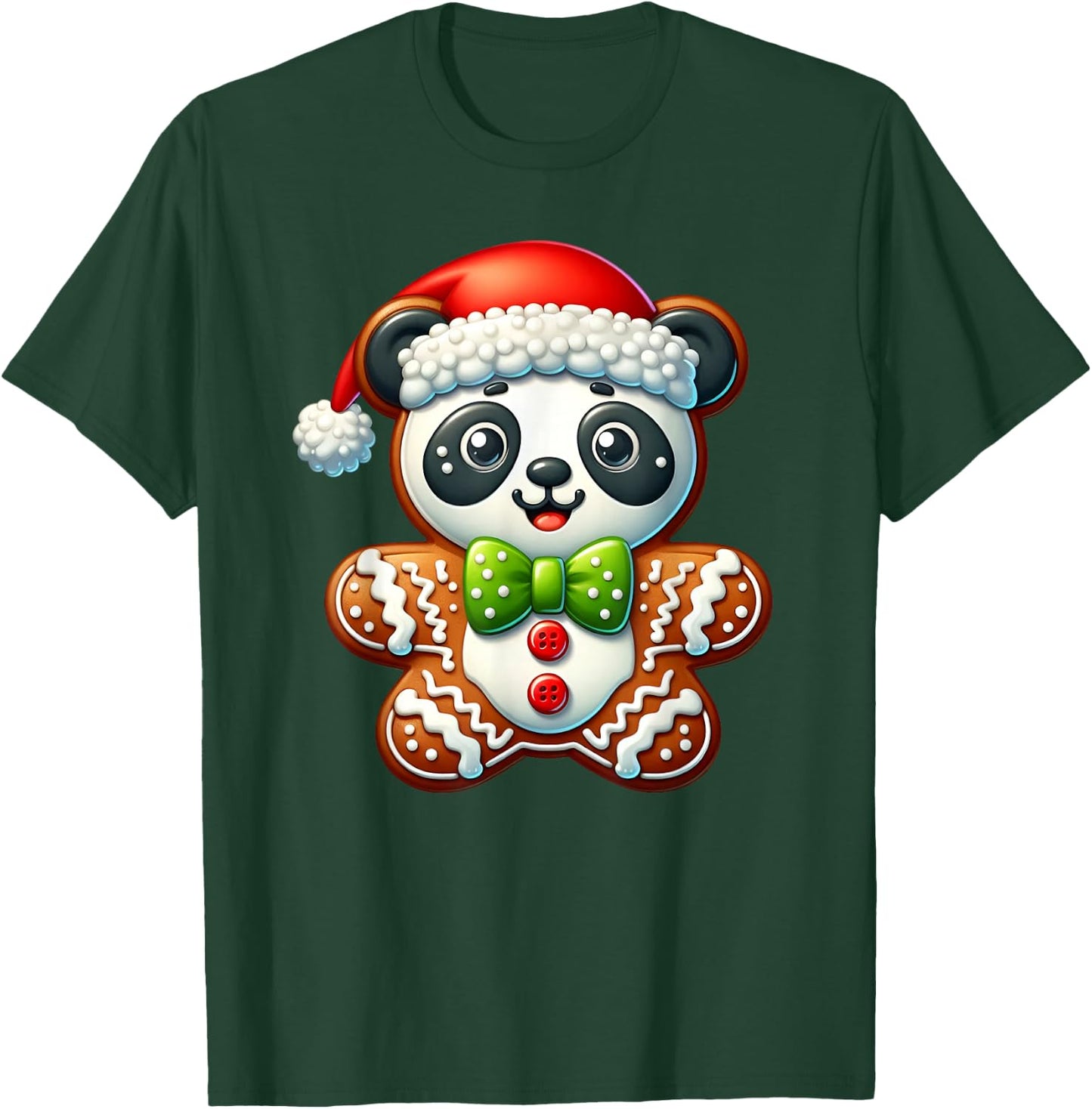 Funny Gingerbread Man Panda Christmas Kids T-Shirt - T-Shirt | Forest