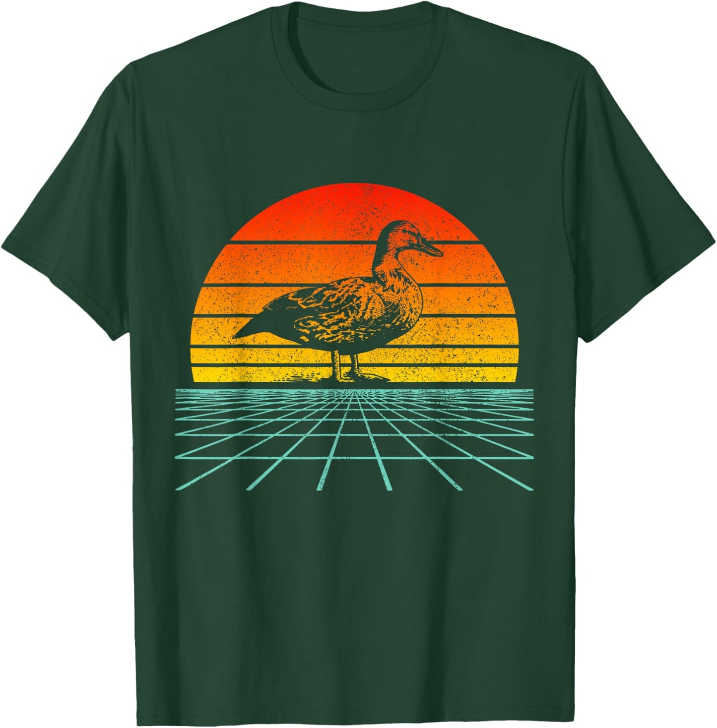 Duck Vintage Retro Sunset 80s Duck Lover T-Shirt - T-Shirt | Forest