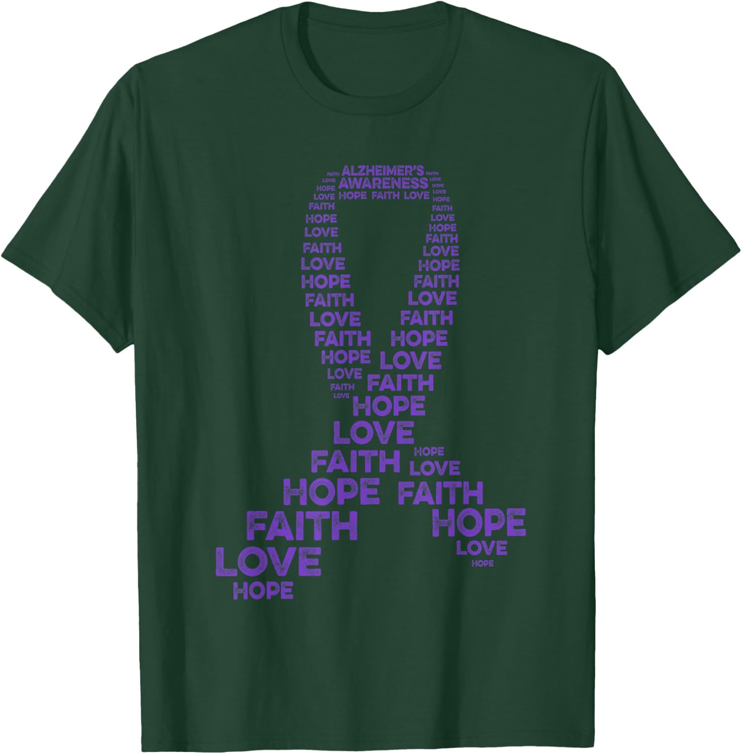 Alzheimer's Awareness Hope Faith Love Purple Ribbon Warrior T-Shirt - T-Shirt | Forest