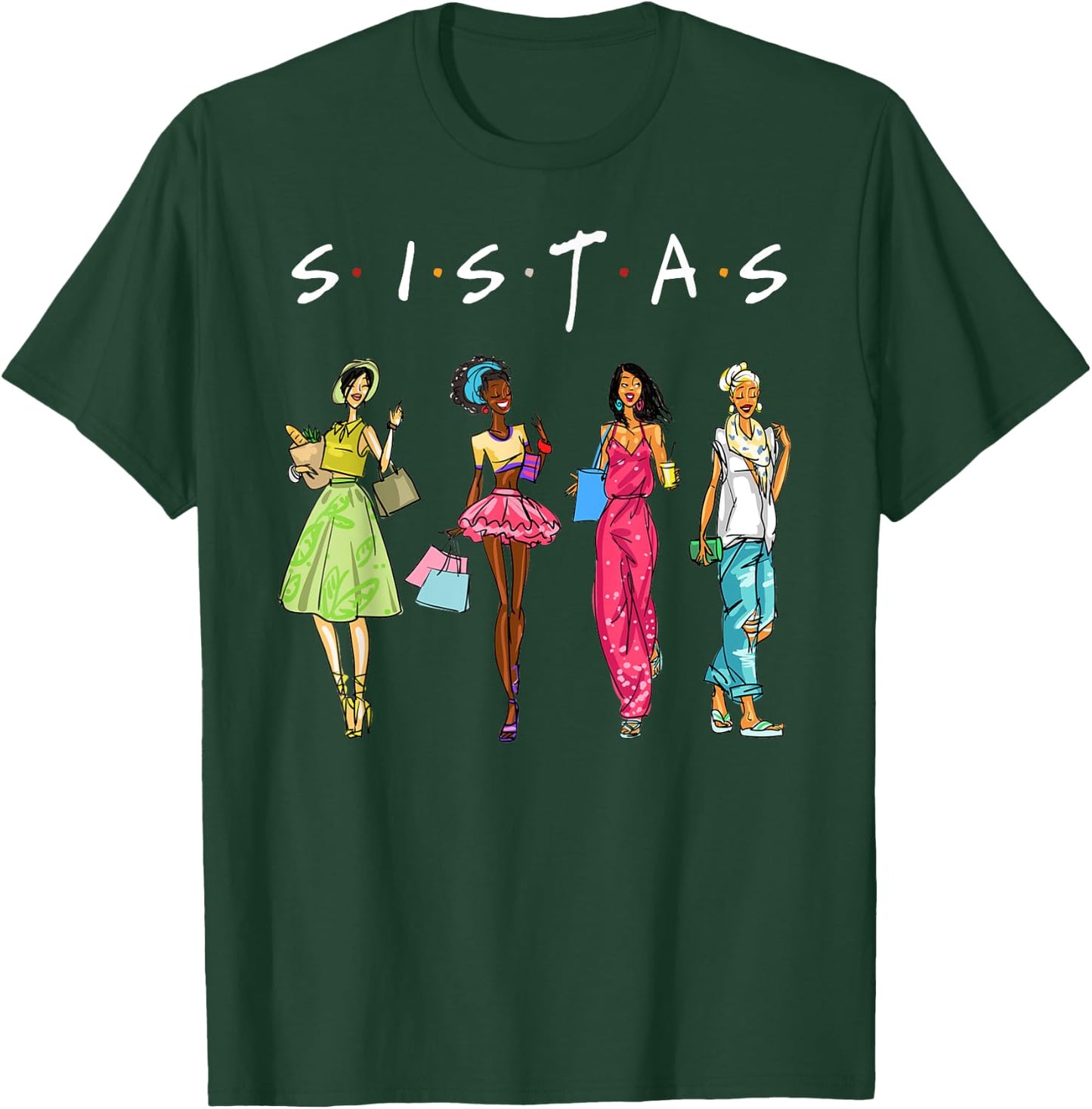 Black Sistas Queen Melanin African American Women Pride T-Shirt - T-Shirt | Forest