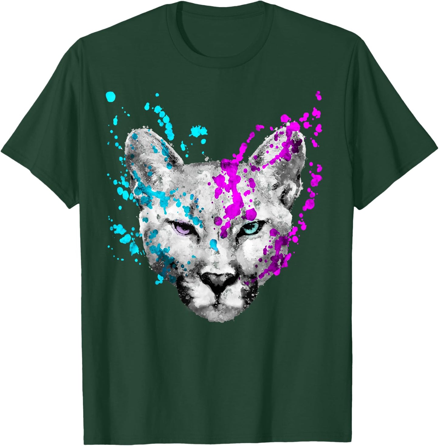 Watercolor lion mountain cougar painting wild artistic T-Shirt - T-Shirt | Forest