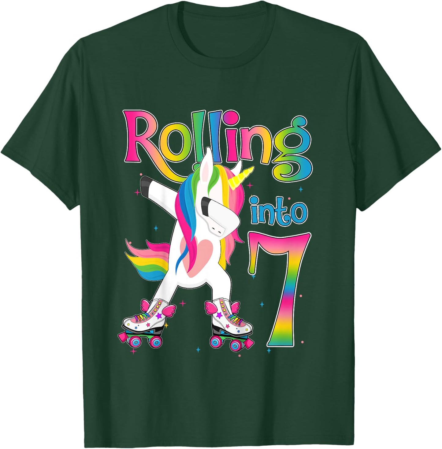 Rolling Into 7 years Let's Roll I'm Turning 7 Roller Skate T-Shirt - T-Shirt | Forest