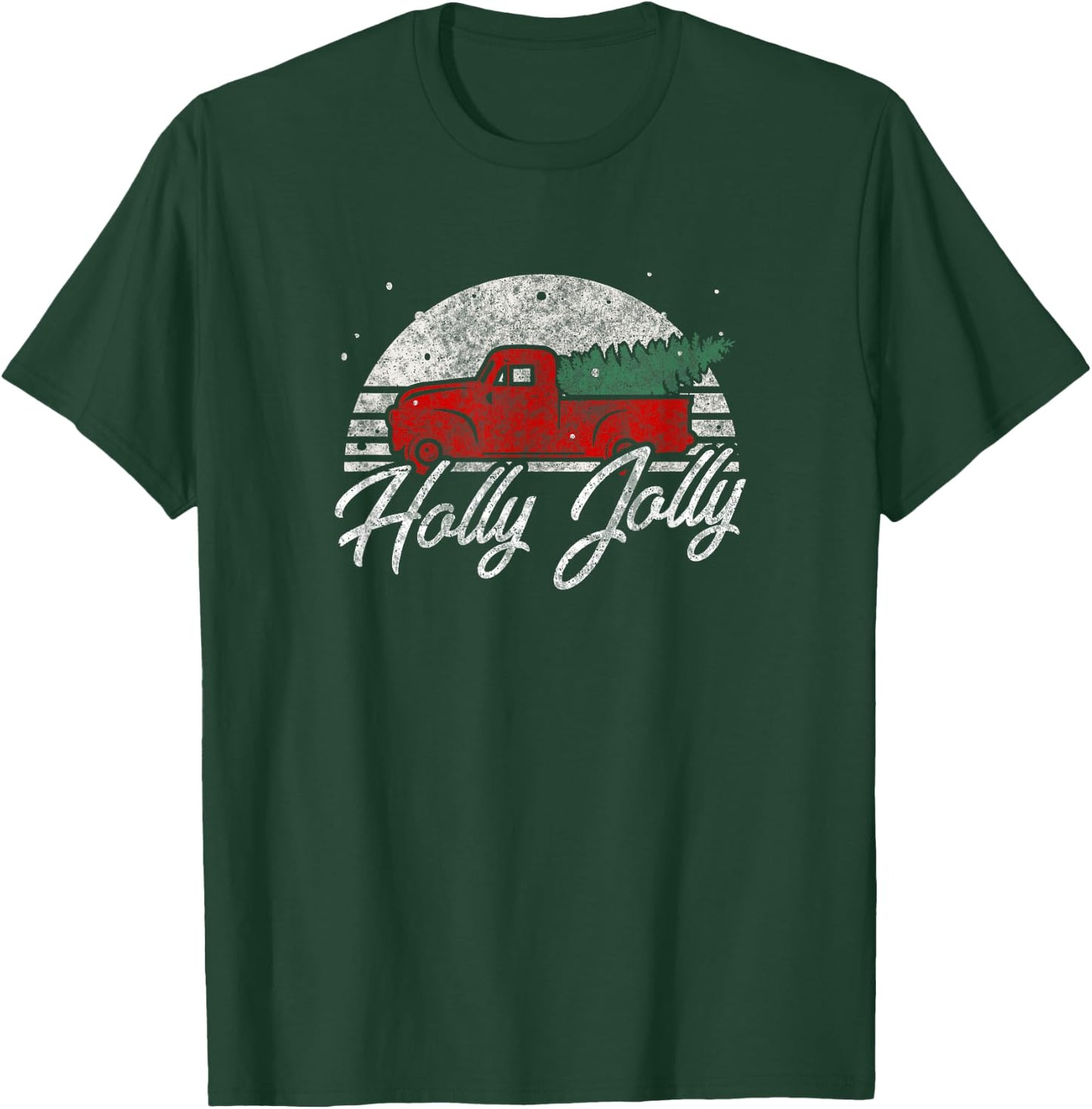 Vintage Christmas Truck Shirt Holly Jolly Holiday Gift T-Shirt - T-Shirt | Forest