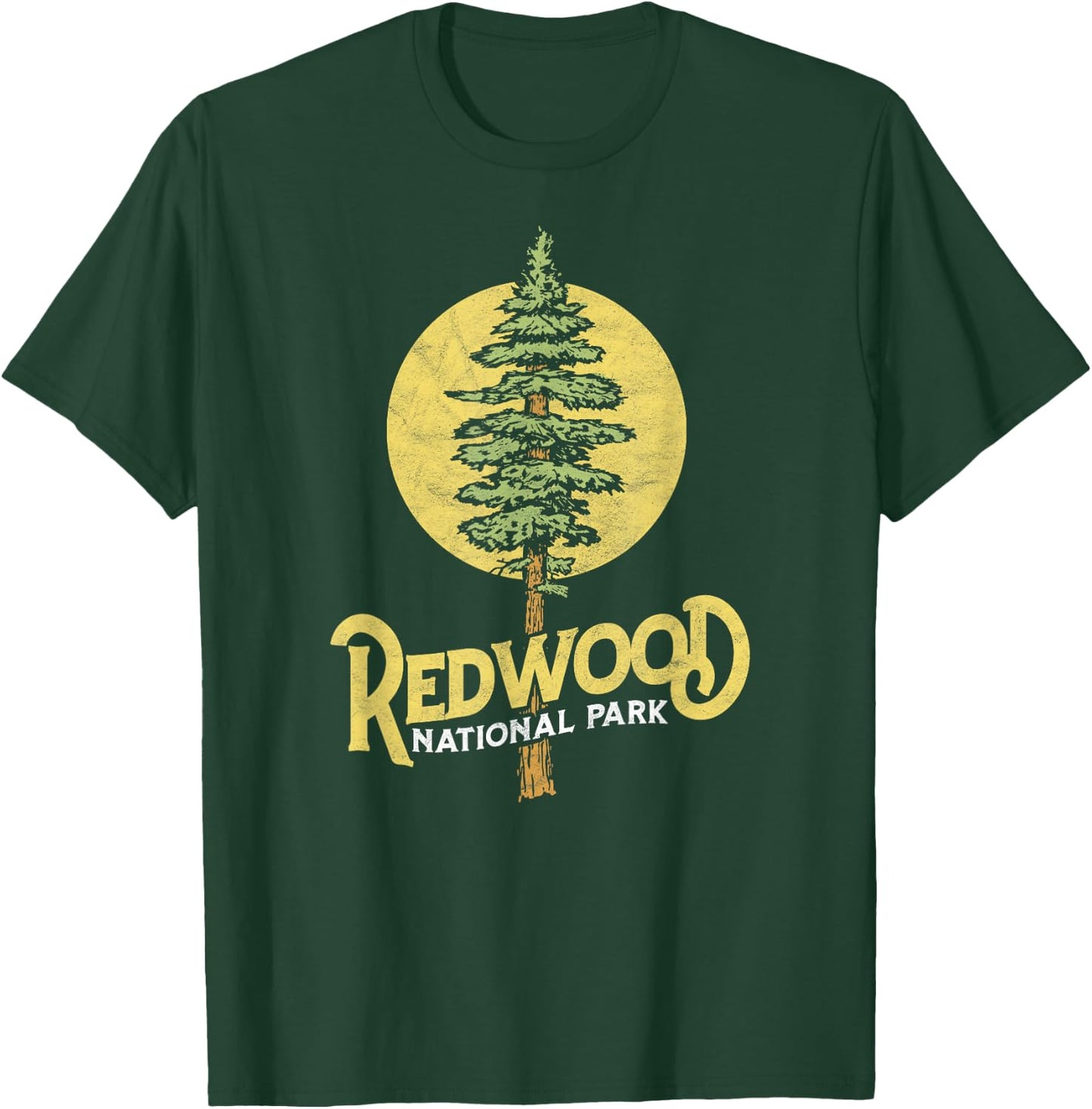 Redwood National Park Retro Vibe Distressed Tree T-Shirt - T-Shirt | Forest