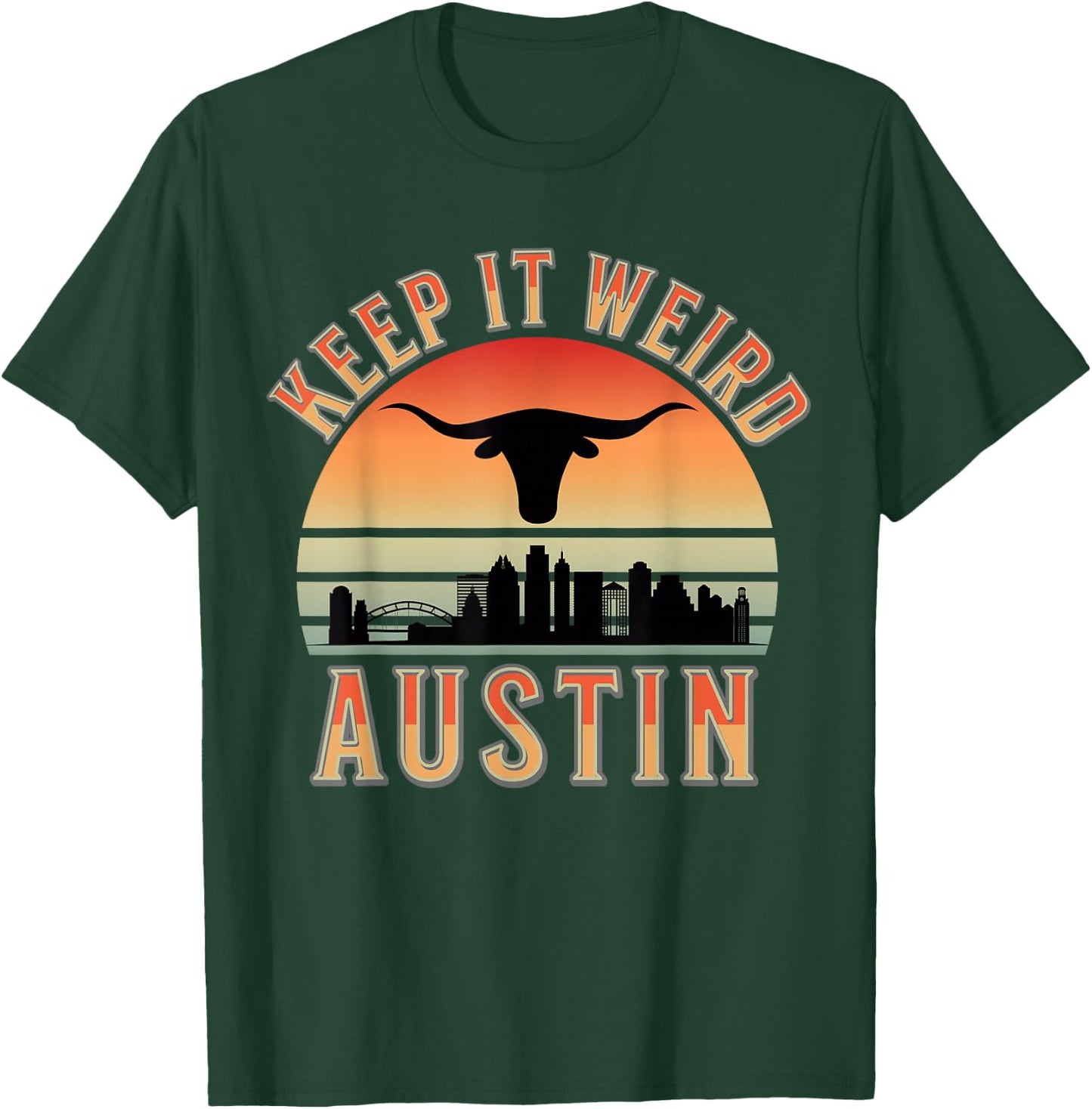 Stigmota Keep It Weird Austin Vintage Black Adult T-Shirt - T-Shirt | Forest
