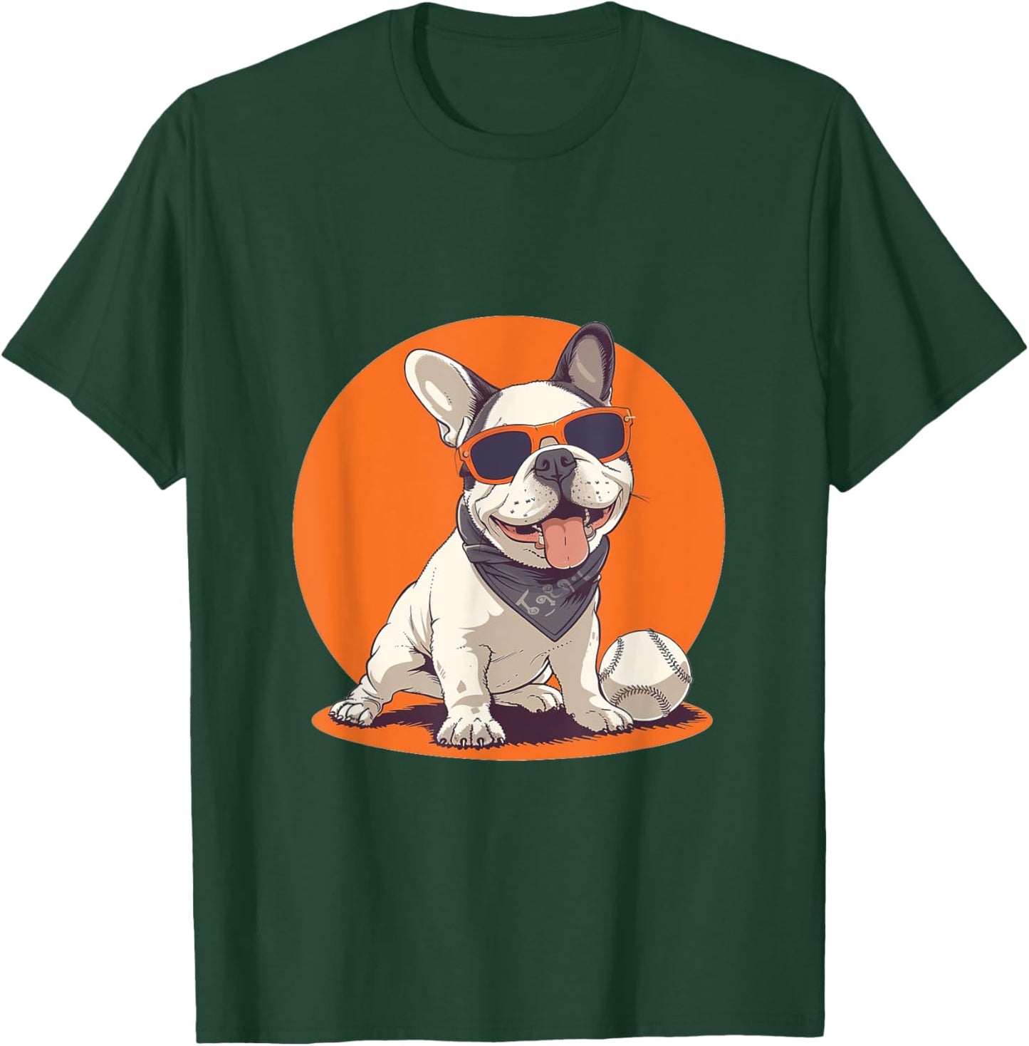 Cute French Bulldog Baseball Sports Dog Sunglasses Frenchie Women Kids T-Shirt - T-Shirt | Forest