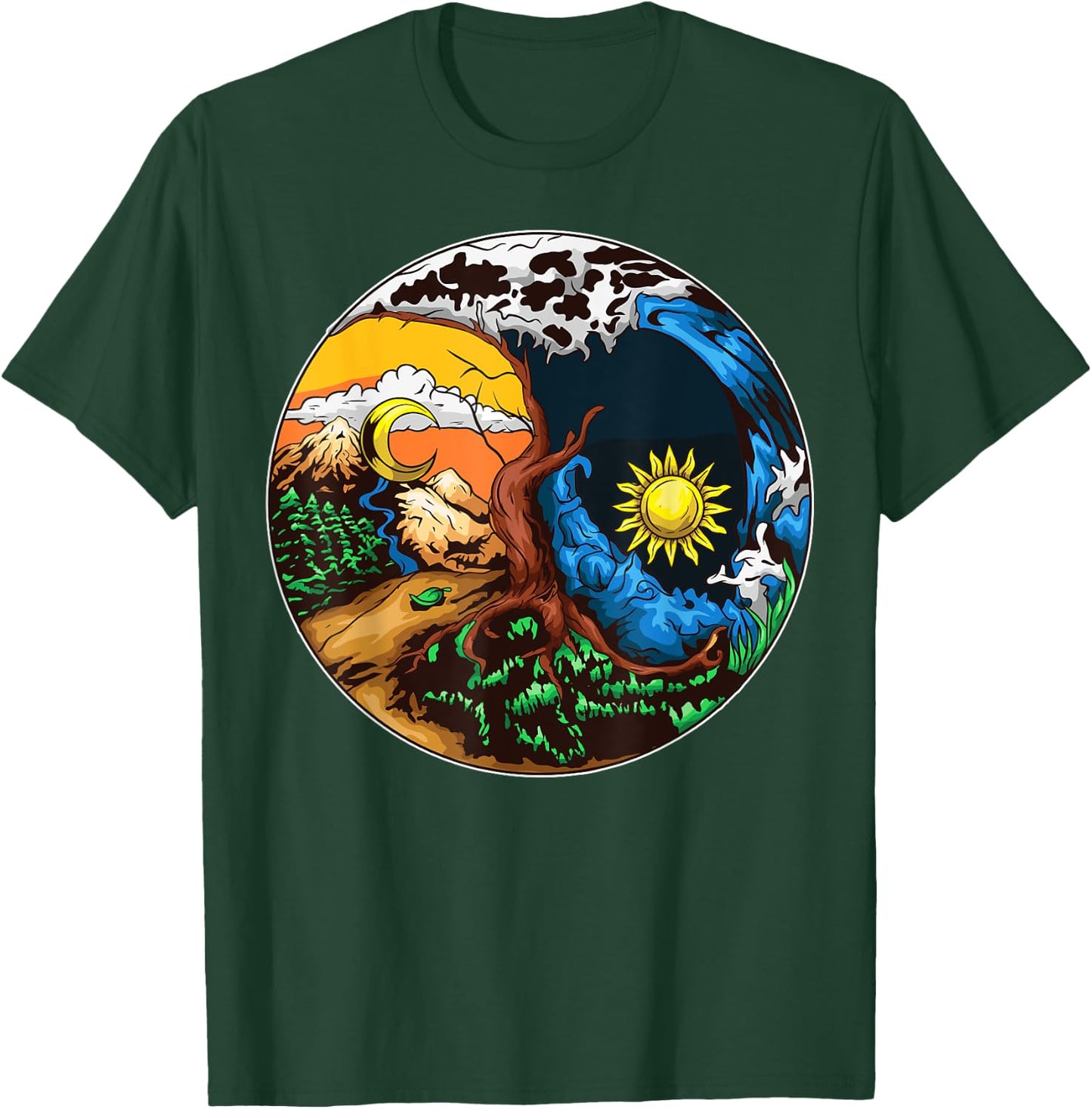 Yin Yang Happy Yin Yang Shirt Love Your Mother Earth Black Adult Classic Fit Short Sleeve Save Planet Shirt T-Shirt - T-Shirt | Forest