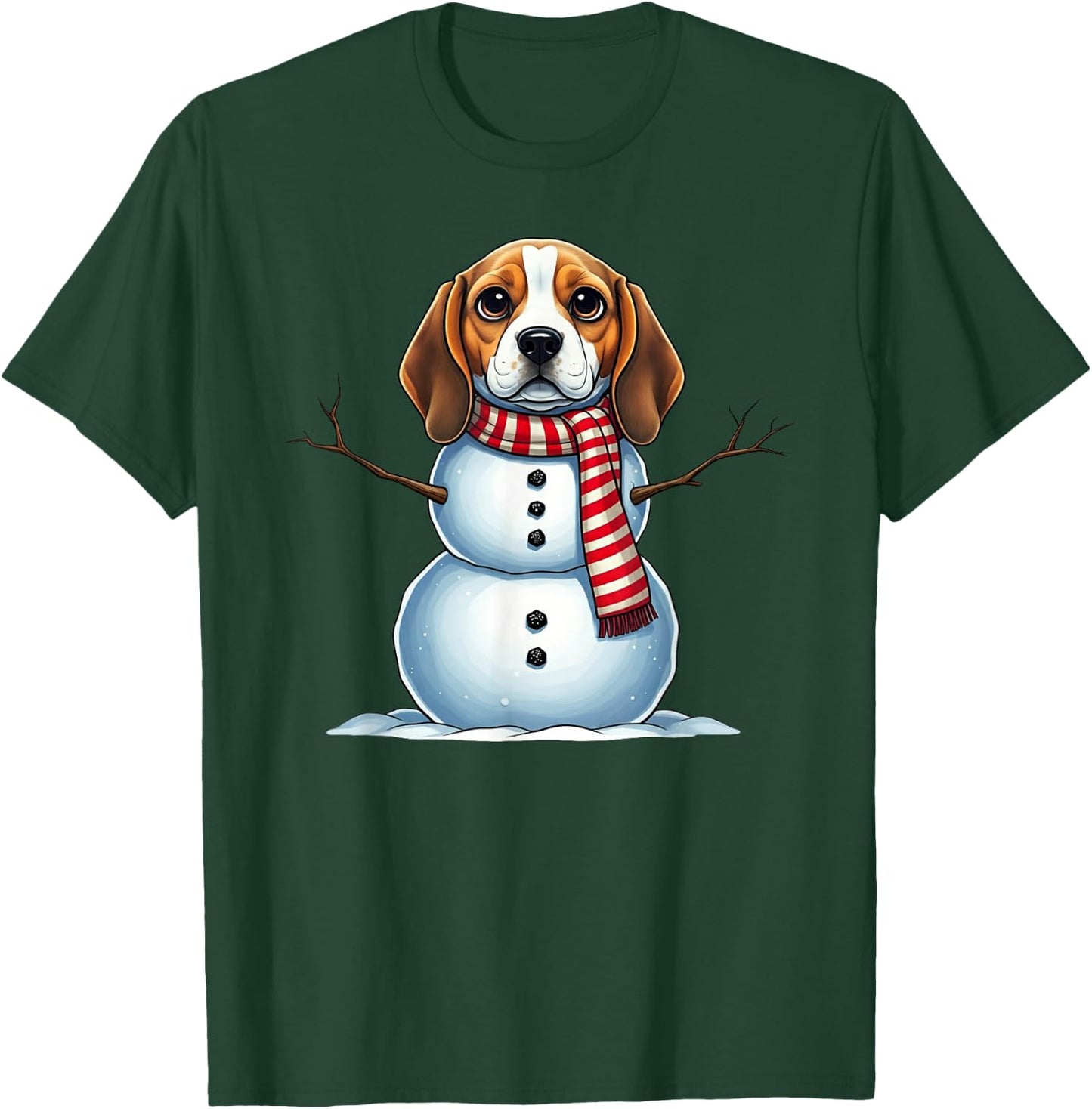 Funny Beagle Dog Snowman Scarf Christmas Kids T-Shirt - T-Shirt | Forest