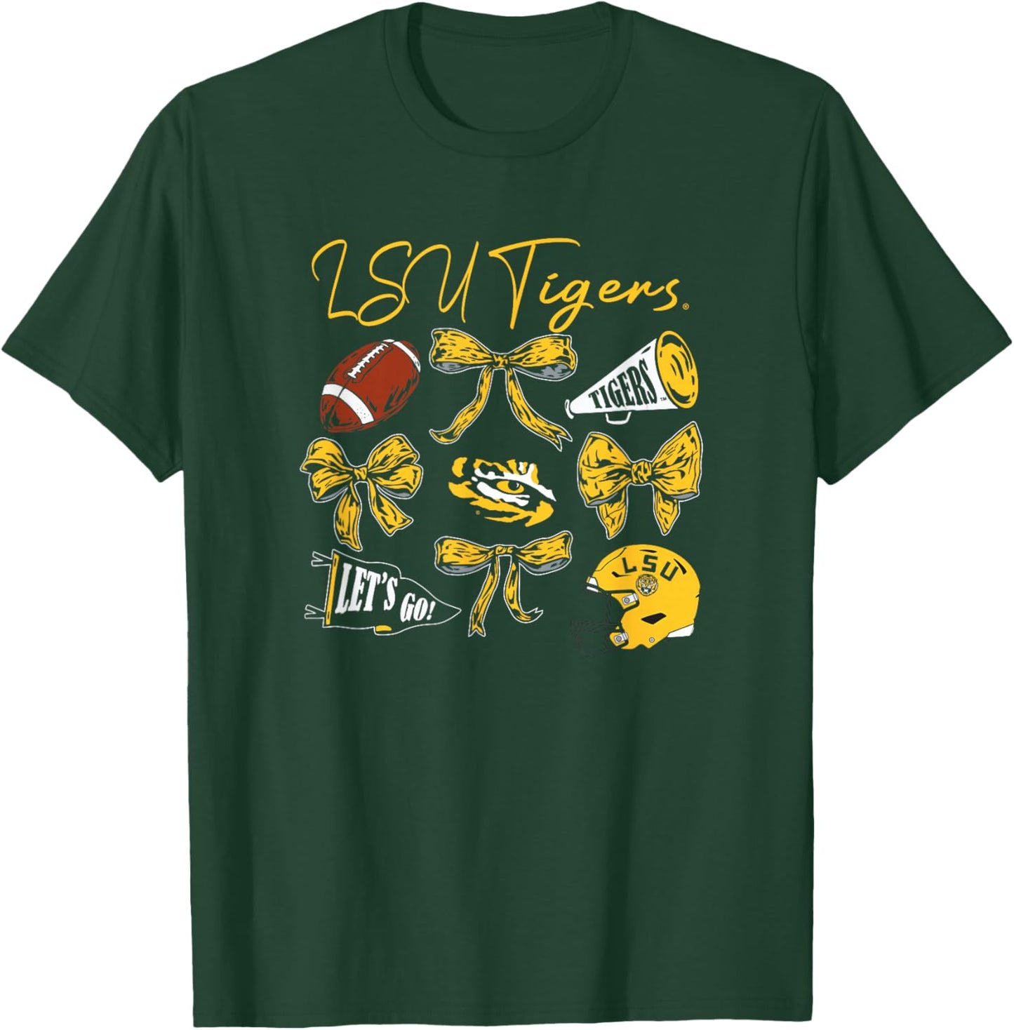 LSU Tigers Football Bows Purple Officially Licensed T-Shirt - T-Shirt | Forest