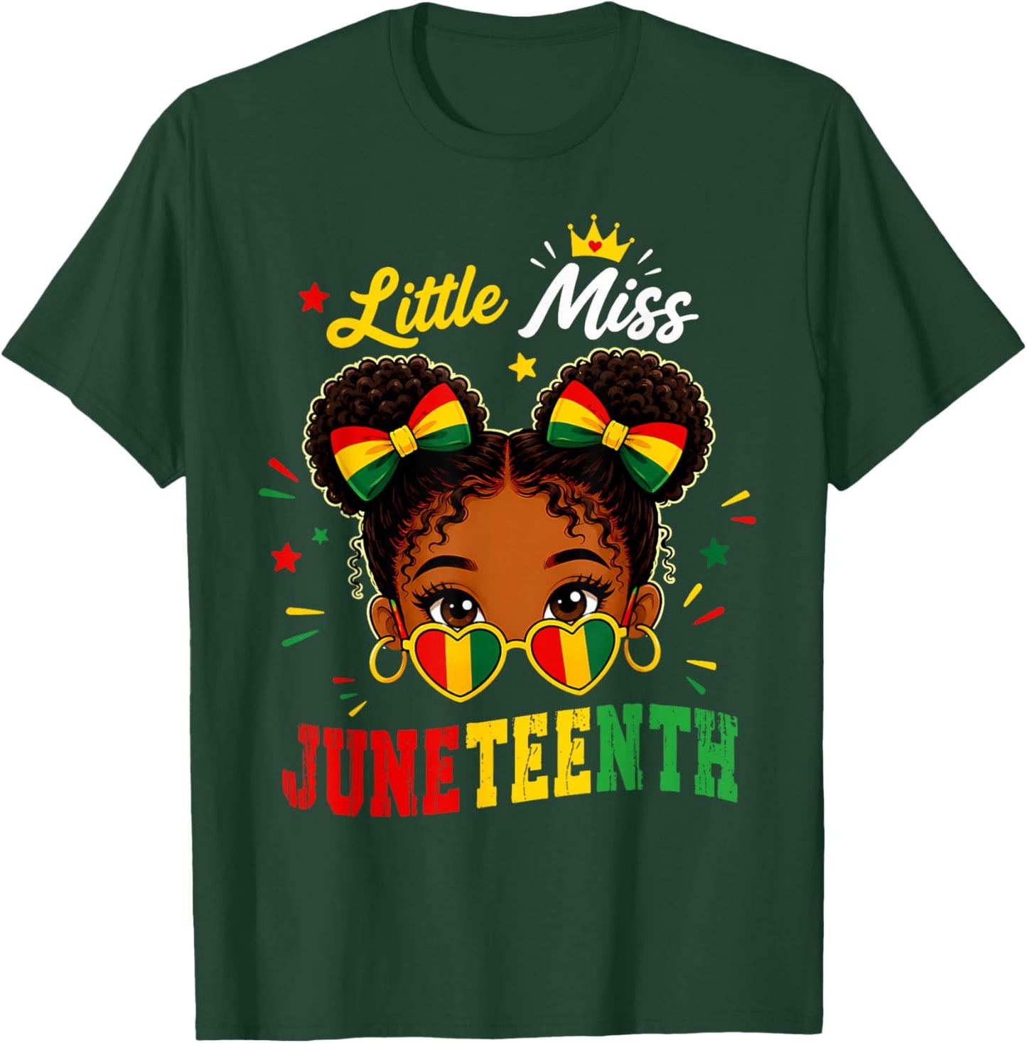 Miss Juneteenth Shirts Girls African American Afro Girl T-Shirt - T-Shirt | Forest