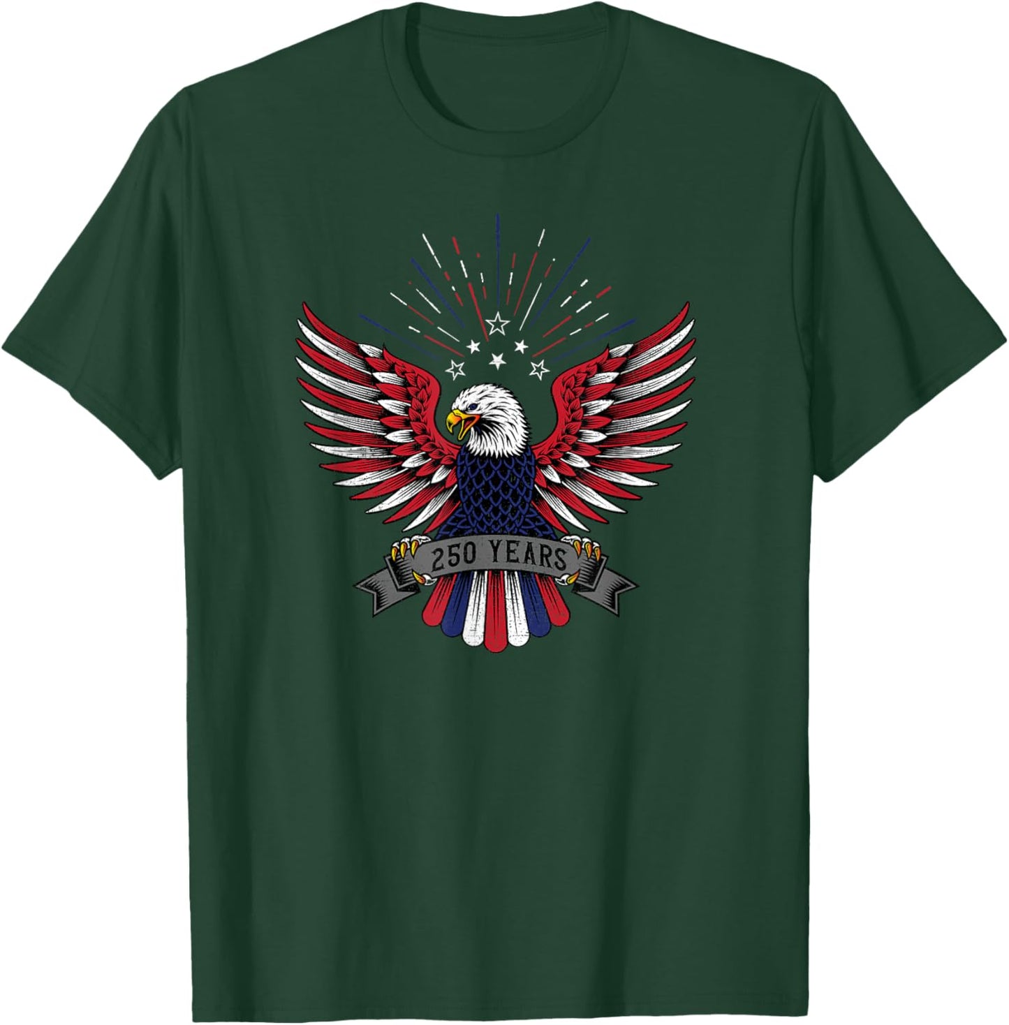 4th of July USA Patriotic Eagle 250 Years of America T-Shirt - T-Shirt | Forest