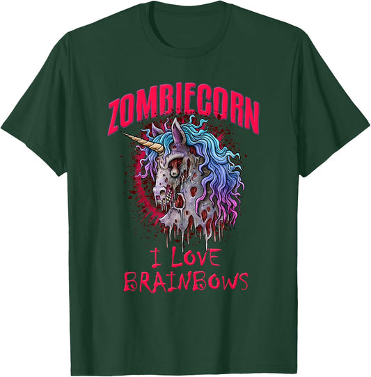 Zombie Unicorn I Love Brainbows Punk Gothic Goth Halloween T-Shirt - T-Shirt | Forest