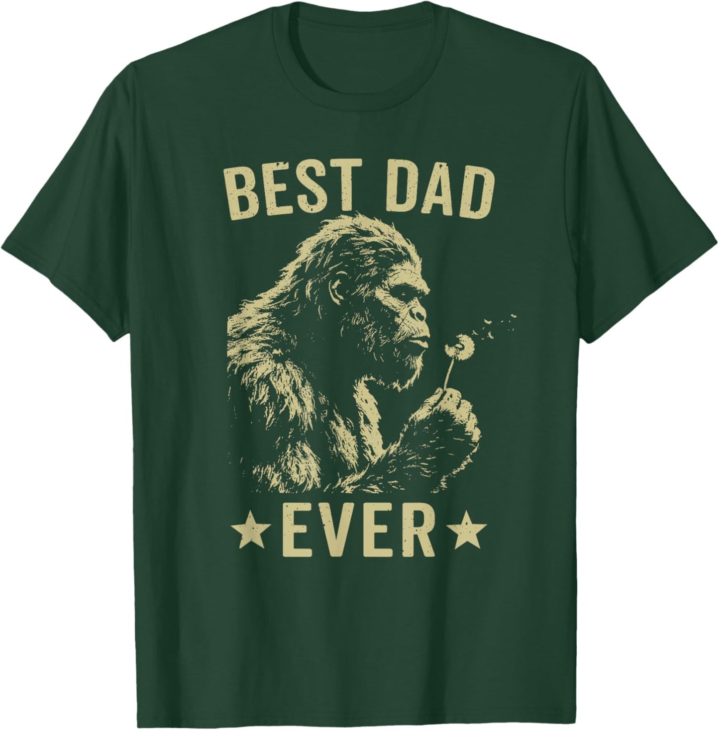 Retro Best Dad Ever Bigfoot Sasquatch Funny Father's Day T-Shirt - T-Shirt | Forest