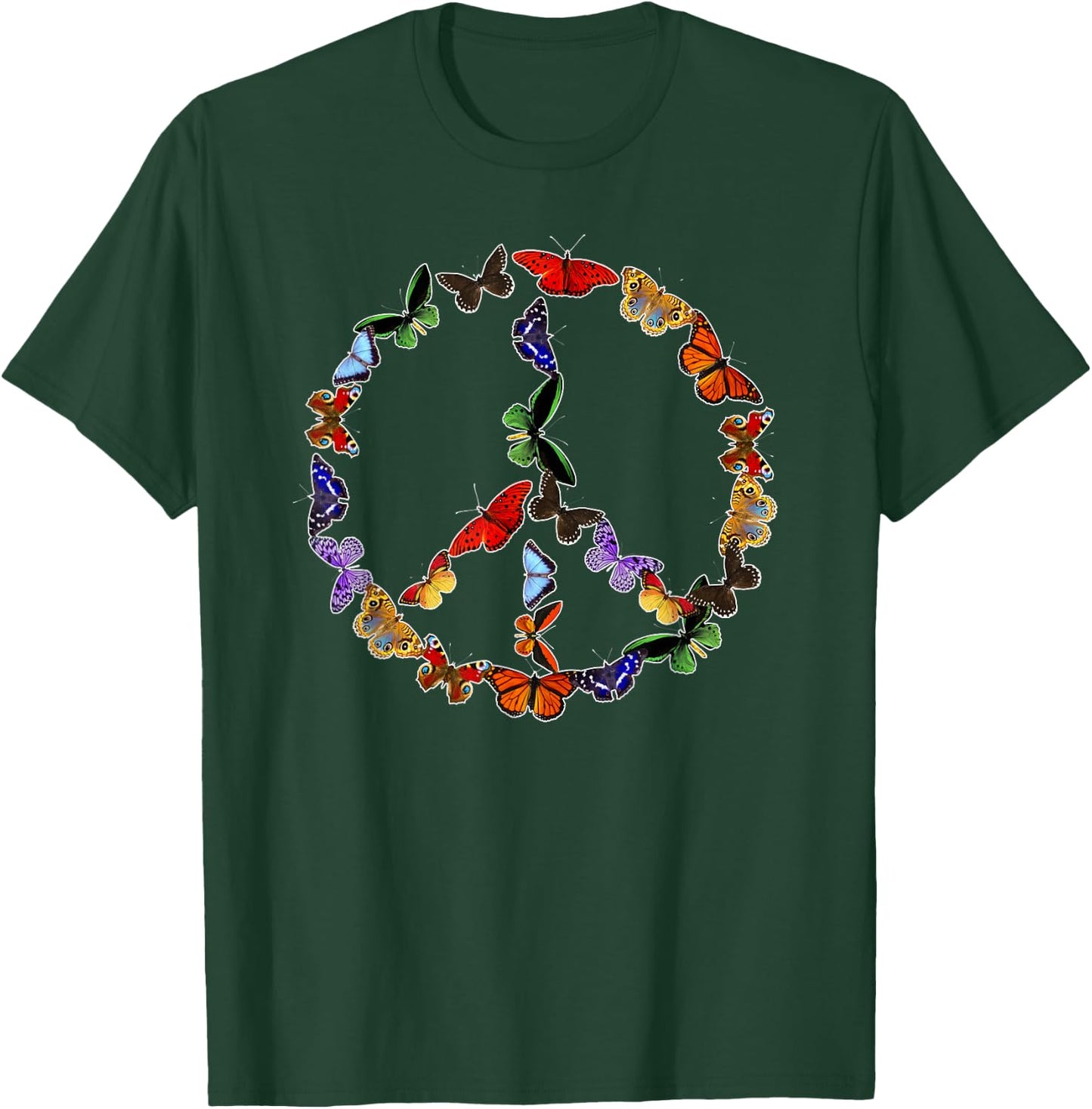 Butterflies Peace Sign Gift Hippie Love 60's 70s Groovy Cool T-Shirt - T-Shirt | Forest