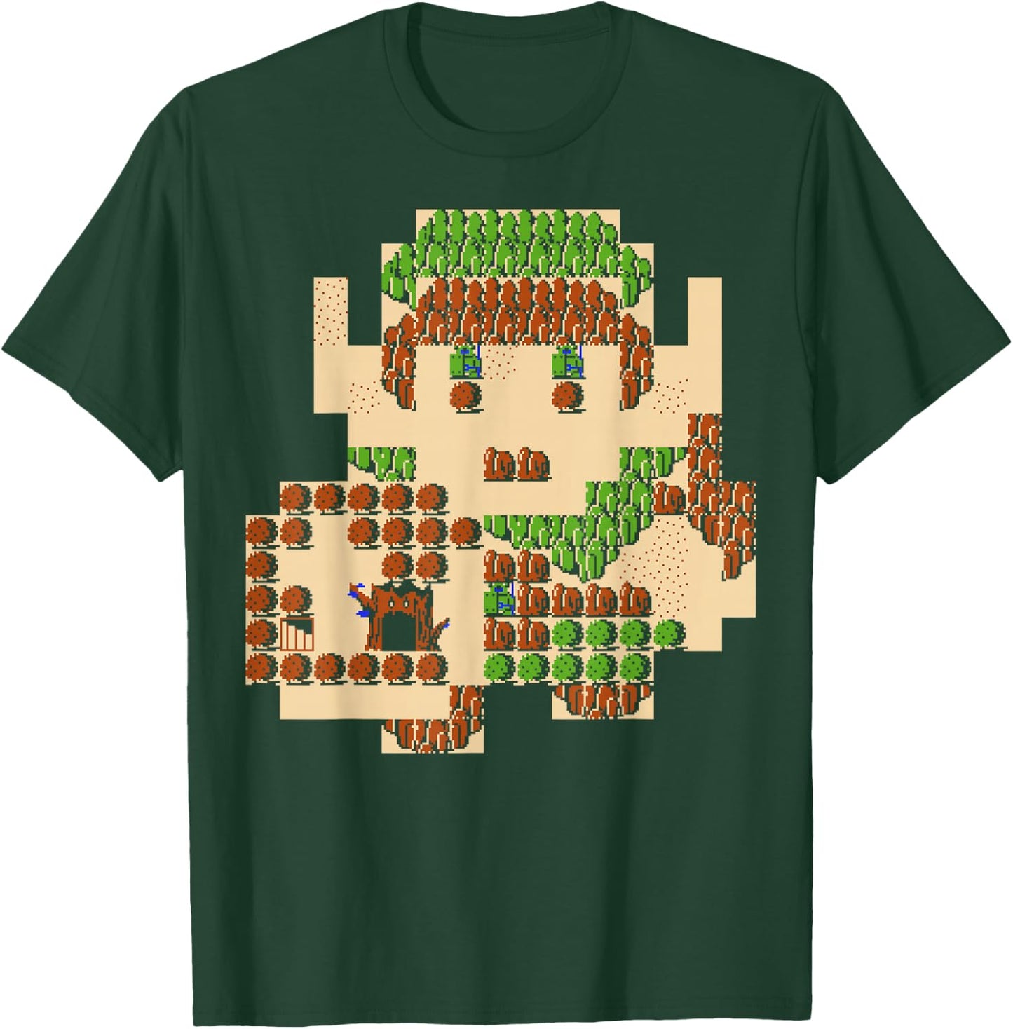 Nintendo Zelda Link Portrait 8-Bit Map Graphic T-Shirt - T-Shirt | Forest