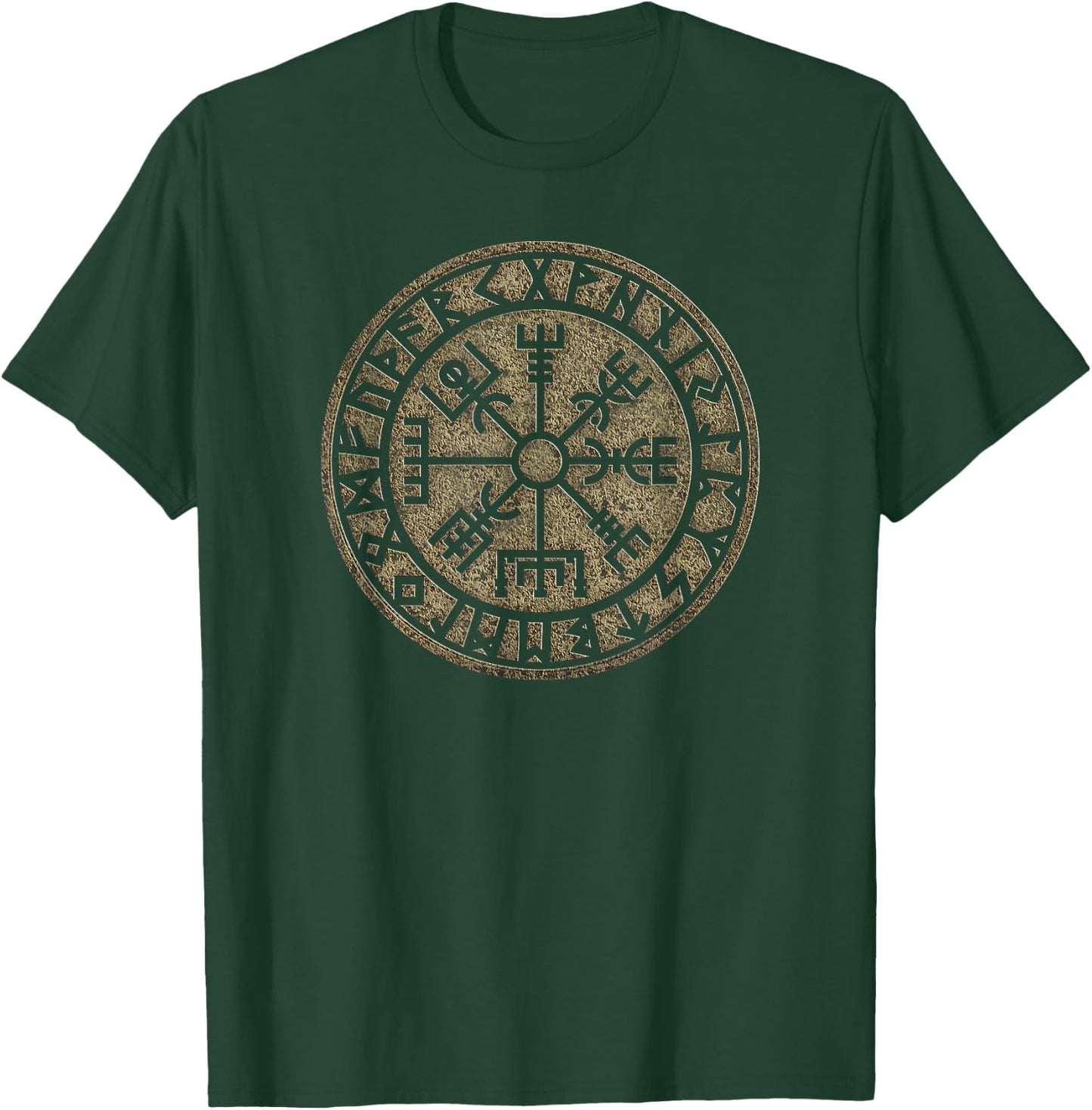 Vegvisir Viking Compass Runes Nordic Celtic Protection T-Shirt - T-Shirt | Forest