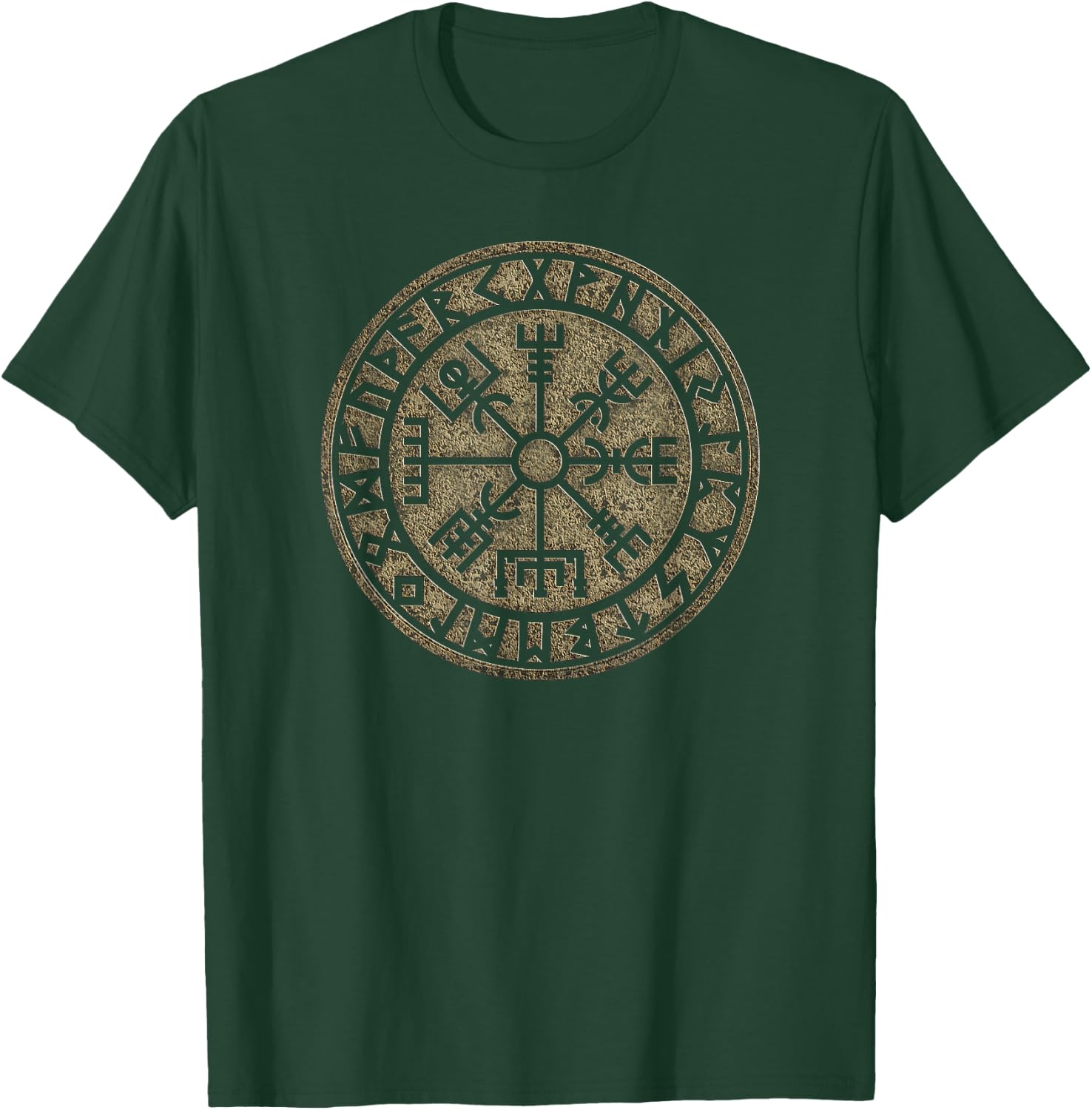 Vegvisir Viking Compass Runes Nordic Celtic Protection T-Shirt - T-Shirt | Forest