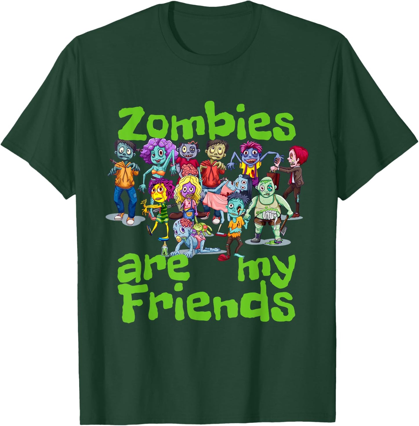Original Zombies Are My Friends Halloween T-Shirt - T-Shirt | Forest