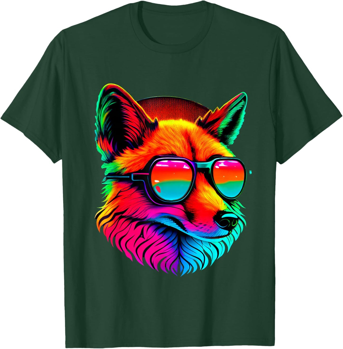 Cool Retro Art Fox In Sunglasses Colors T-Shirt - T-Shirt | Forest