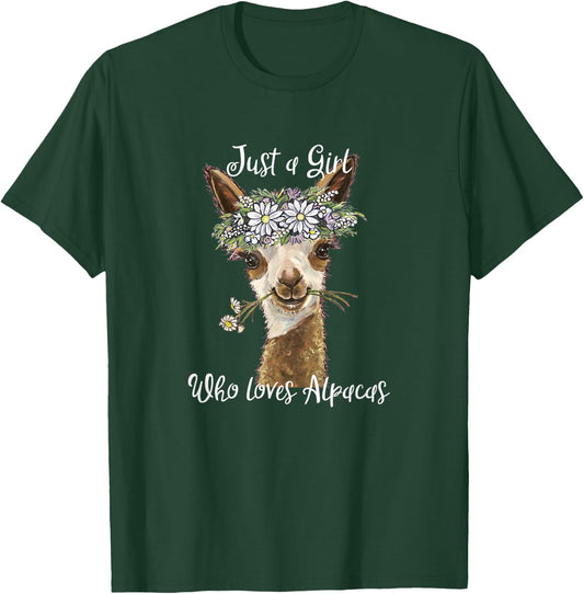 Just a Girl Who Love Alpacas T-Shirt - T-Shirt | Forest