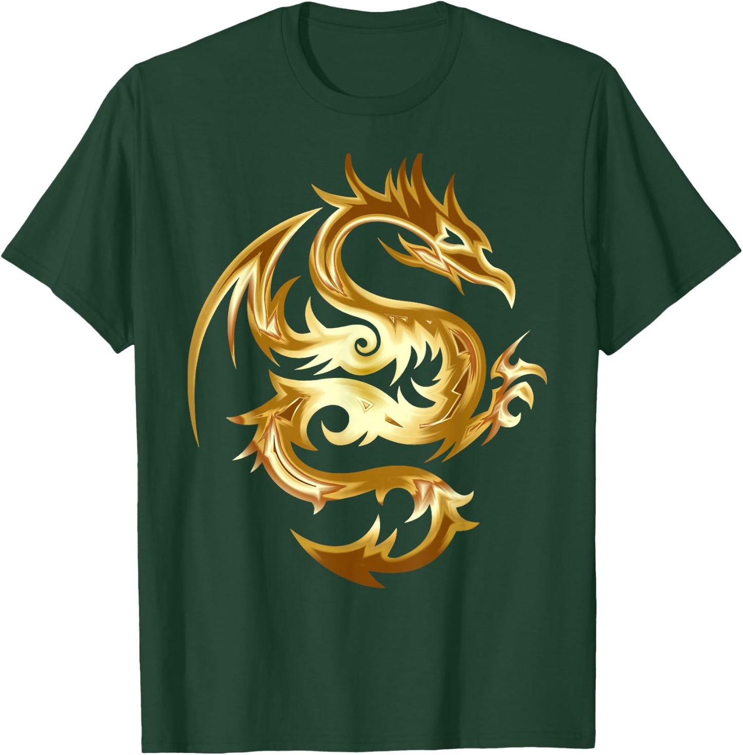 Shiny Gold Tribal Dragon Abstract Monster Shirt T-Shirt - T-Shirt | Forest