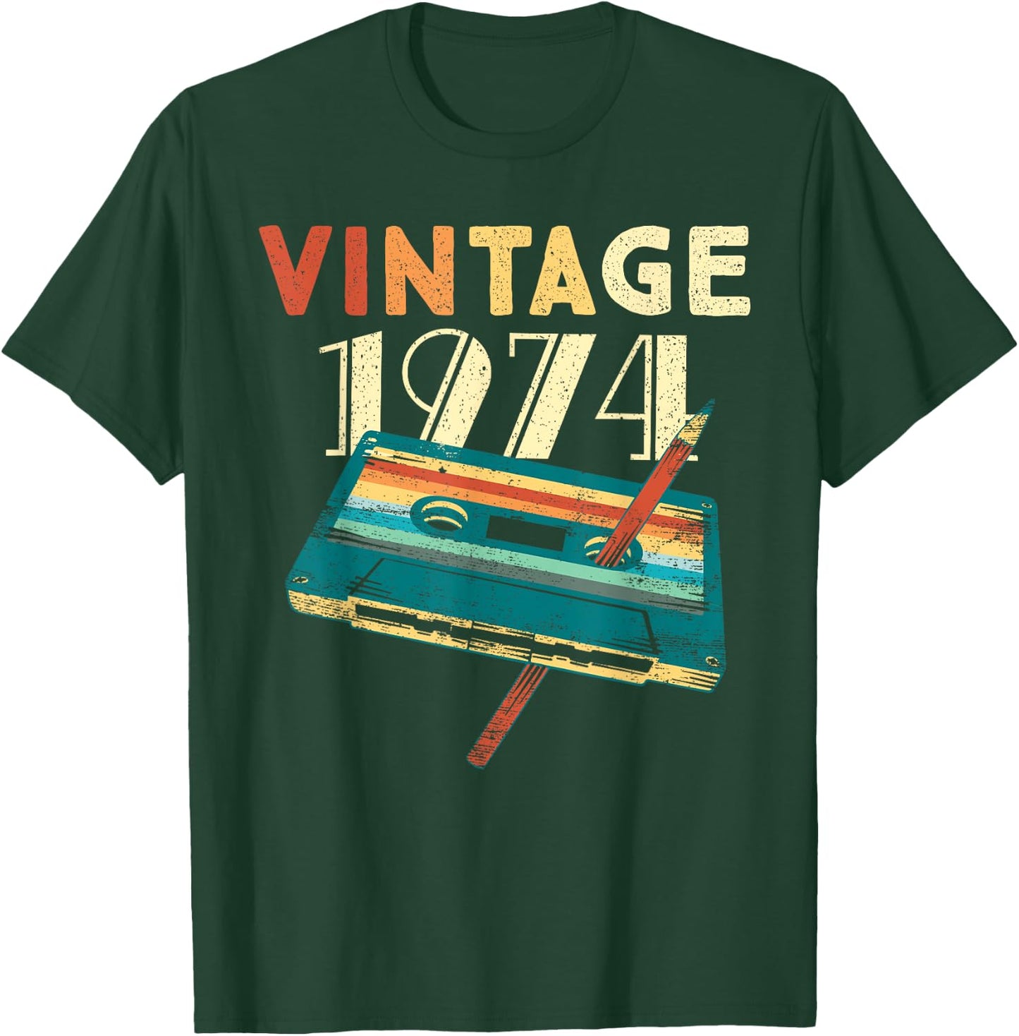 Vintage 1974 Music Cassette 51st Birthday Gifts 51 Years Old T-Shirt - T-Shirt | Forest